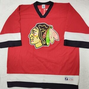 Vintage Chicago Blackhawks Jersey Mens 2XL Red NHL Logo 7 Chris Chelios 90s USA